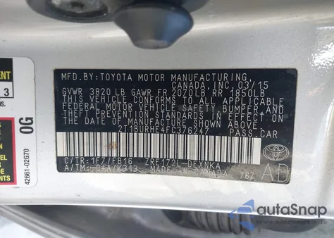 2015 Toyota Corolla Le from USA, damaged, VIN 2T1BURHE4FC376247